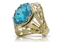14K Yellow gold Aquamarine Ring Vintage Jewlery vrc031y